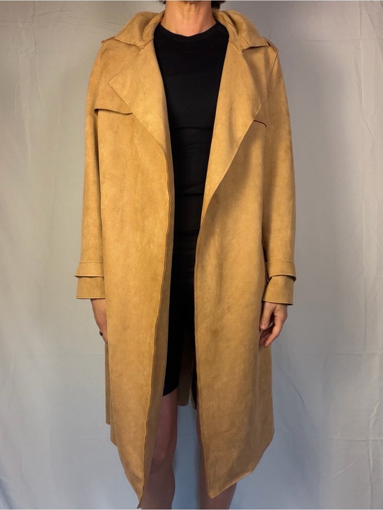 Jackets & Blazers - Suede Trench Coat - Camel